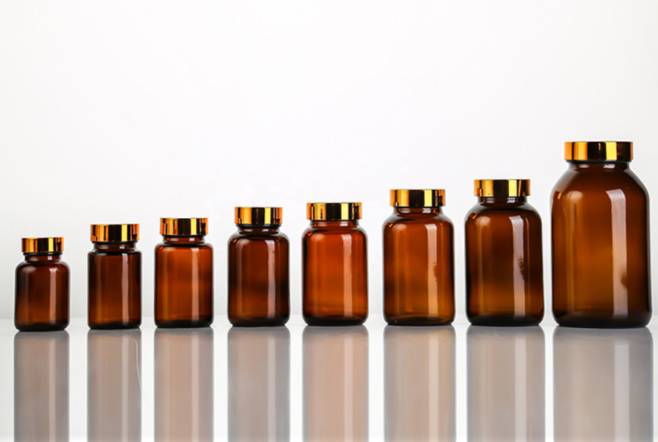 胶囊玻璃瓶棕色广口加盖医用小药瓶密封虫草空瓶保健品瓶粉末分装