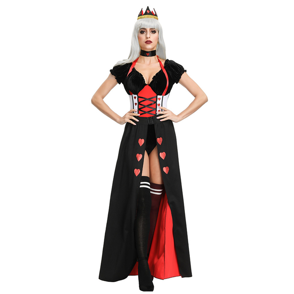 19365欧美公主女王装万圣节爱丽丝梦游仙境邪恶红心女王制服