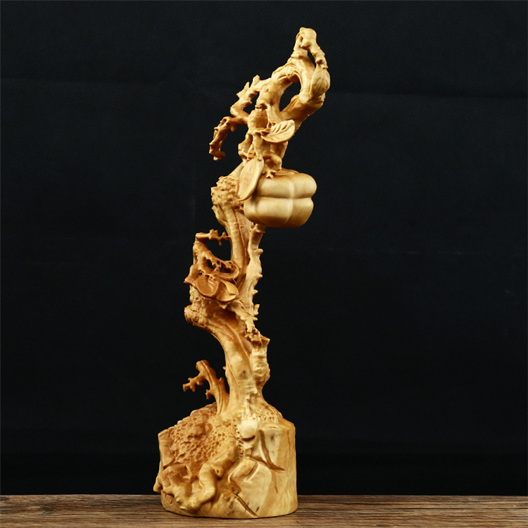 黄杨木雕刻创意手工艺品家居客厅装柿子摆件事事如意文玩收藏礼品