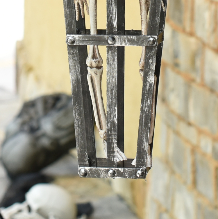 万圣节道具牢笼骷髅骨架人装饰用品鬼屋恐怖密室逃脱机关装饰摆件