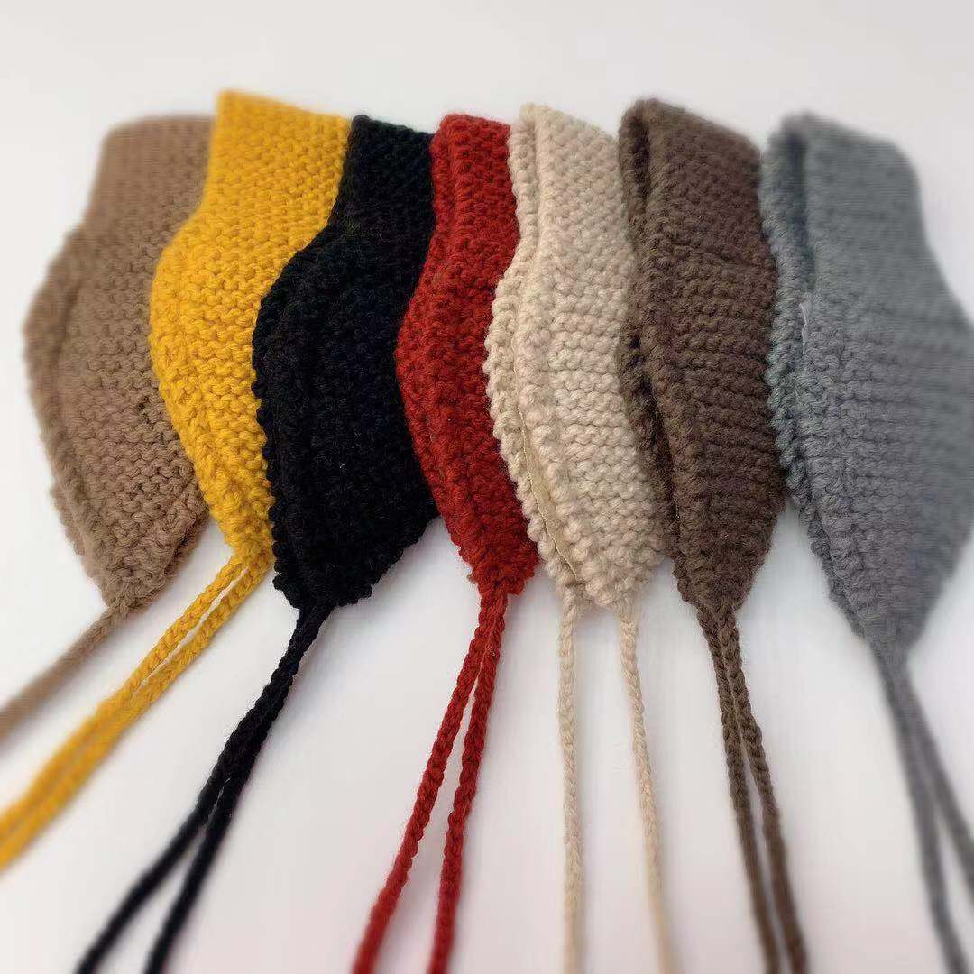 秋冬新款纯手工针织毛线耳罩女韩版可爱百搭保暖菱形头带帽子批发