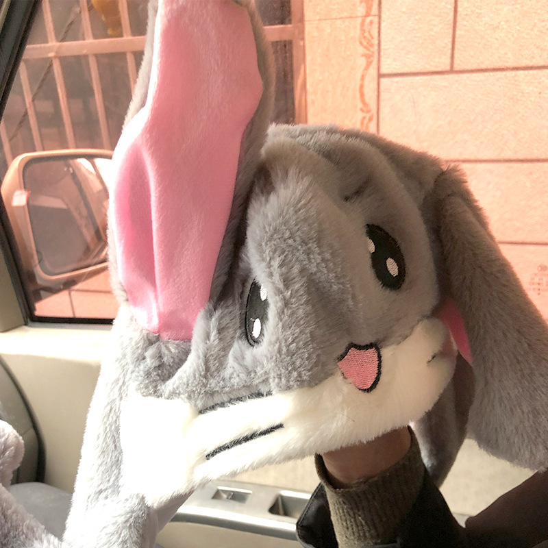 Tiktok Light-Emitting Rabbit Ears Hat Unicorn Hat Ears Moving Hand Pinch Airbag Moving Ear Stitch Hat