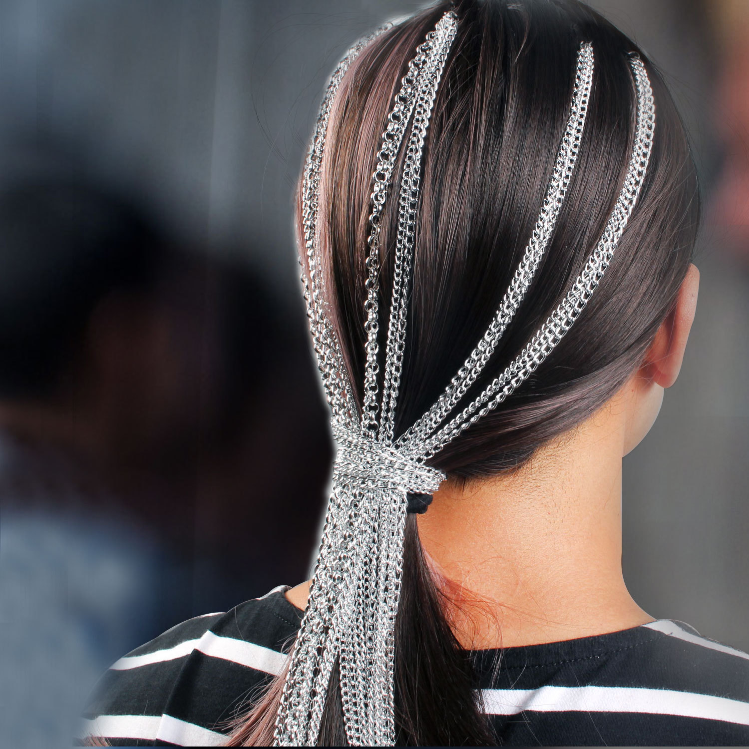 头饰头链bb夹发链 欧美跨境爆款 假发延长链 镀银不掉色 11240