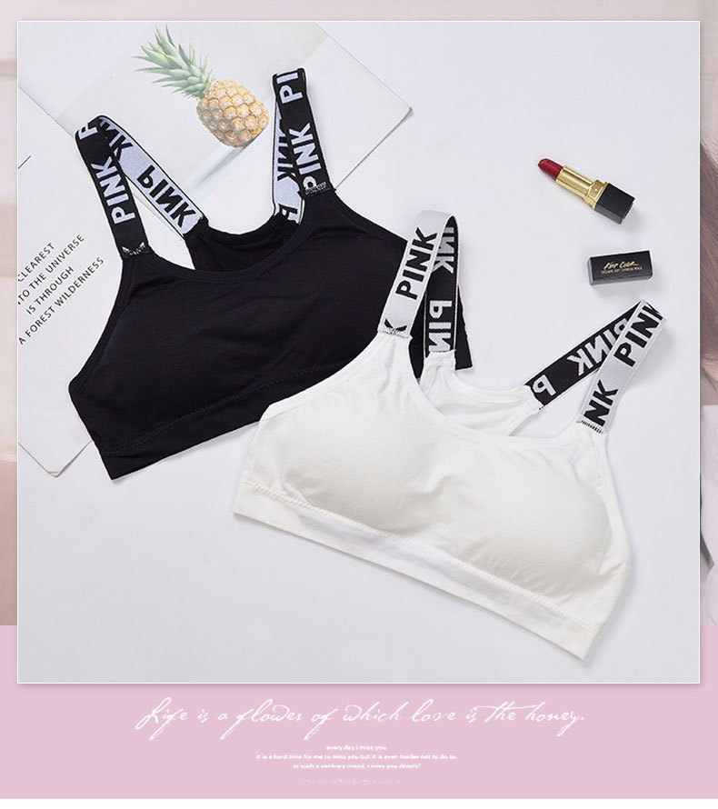 爆款英文带字母二代裹胸内衣少女学生运动跑步文胸吊带背心抹胸式