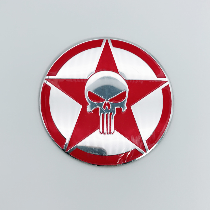 惩罚者 骷髅头车标贴 punisher金属标 创意个性车身贴 尾标侧标