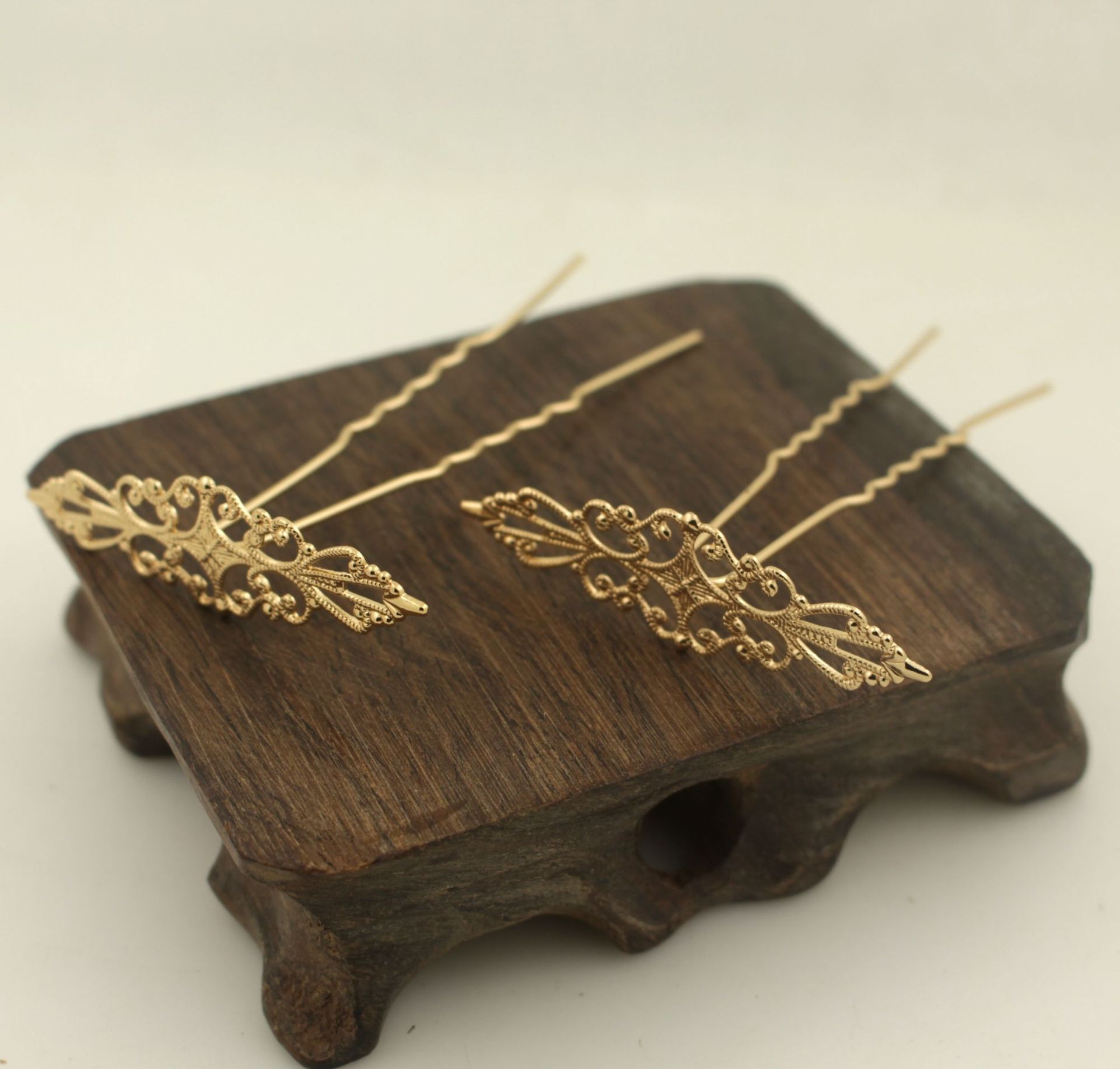 古风发簪饰品配件 2*125mm纯铜和风布双直 发叉 底部磨尖