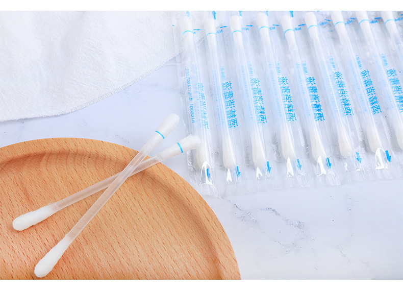 定制50支盒装酒精棉签 可折断一次性卫生消毒棉签清理皮肤伤口oem