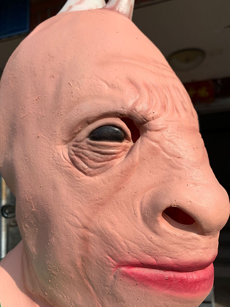 万圣节面具 整蛊愚人系列 搞怪犀牛面具 乳胶头套