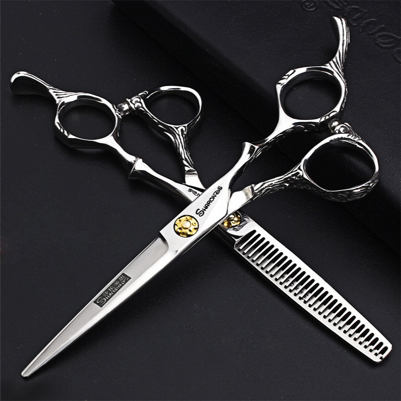 日式轴承剪刀美发剪6寸平剪牙剪美发剪刀发廊剪理发打薄一件代发