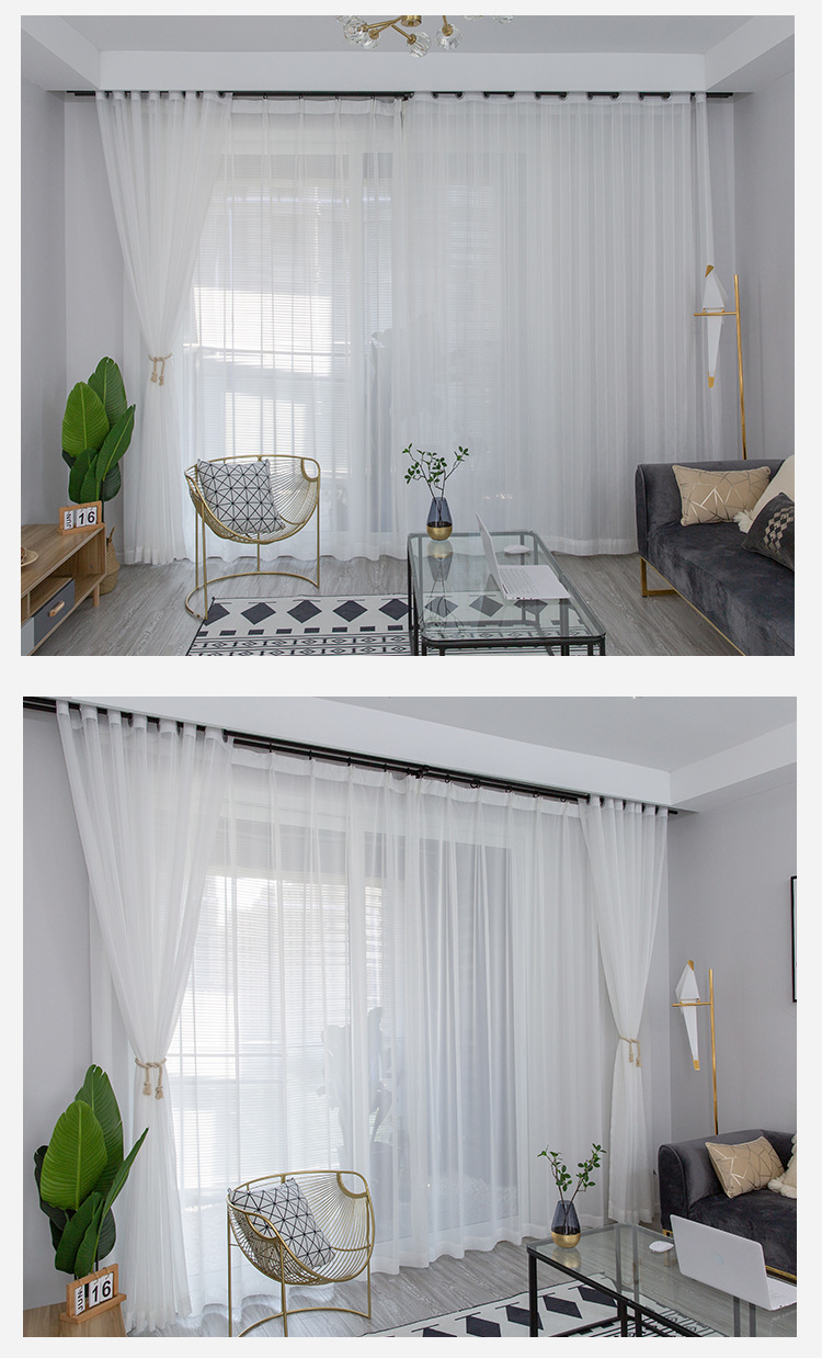 白色窗纱布料纱帘阳台纱窗帘白沙隔断遮光飘窗白纱