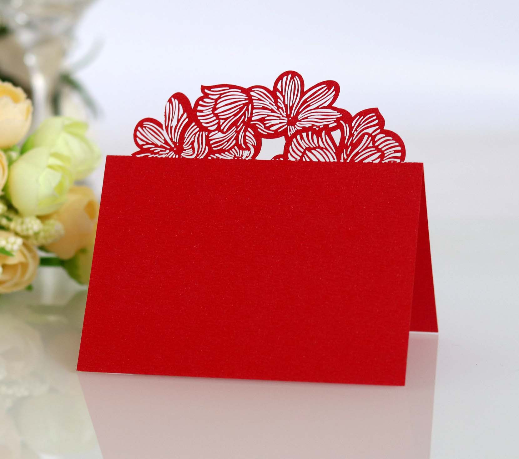 镂空荷叶婚礼会议镂空席位卡激光卡片桌卡座次卡酒席座位厂家直销