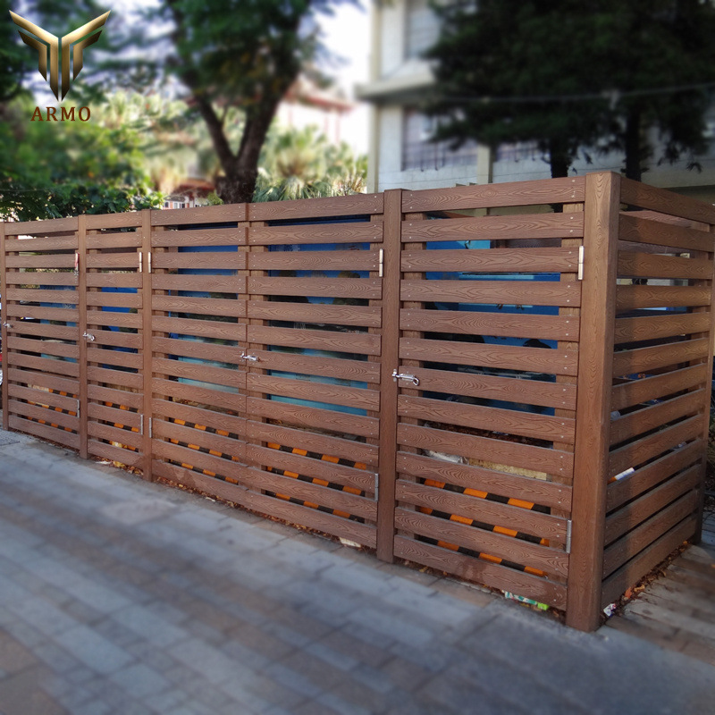 高分子ps仿木格栅篱笆墙板材 户外景观园林围栏护栏塑木材料工厂