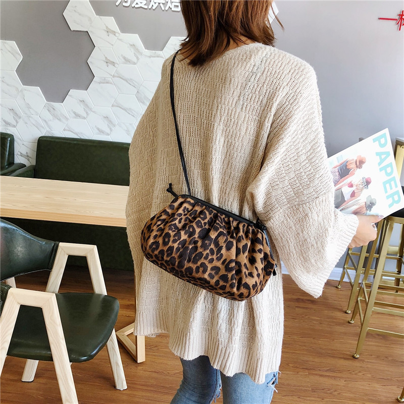 2019 Winter New Woolen Fur Bag Korean Fashion Trend Plush One-Shoulder Crossbody Leopard Print Winter Women Bag