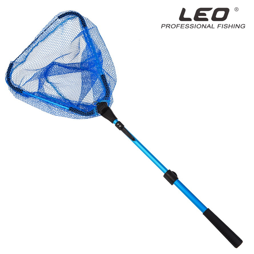 28109 LEO/ Leou [Blue Triangle Net 2 Sections Retractable] Telescopic Aluminum Alloy Flying Fishing Net pic 12