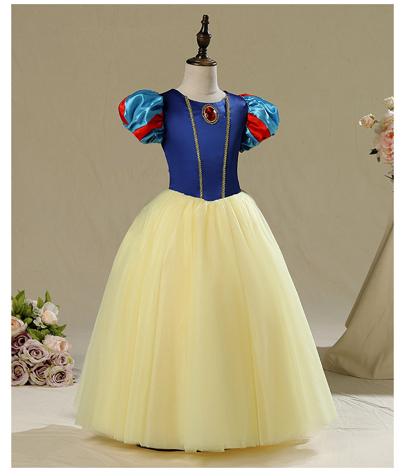 白雪公主女童生日连衣裙白雪公主裙子冰雪奇缘儿童表演服装蓬蓬裙