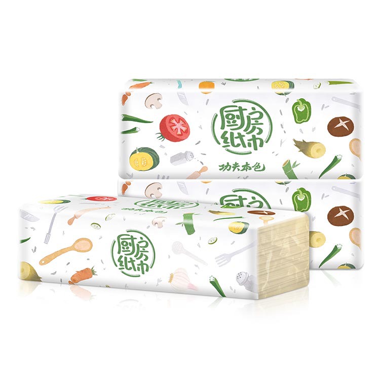 Plant Protection Kitchen Roll Paper 5 Packaging Absorbent Oil-Absorbing Tissue Extraction Napkin Original Bamboo Pulp Color Paper Extraction Factory Wholesale