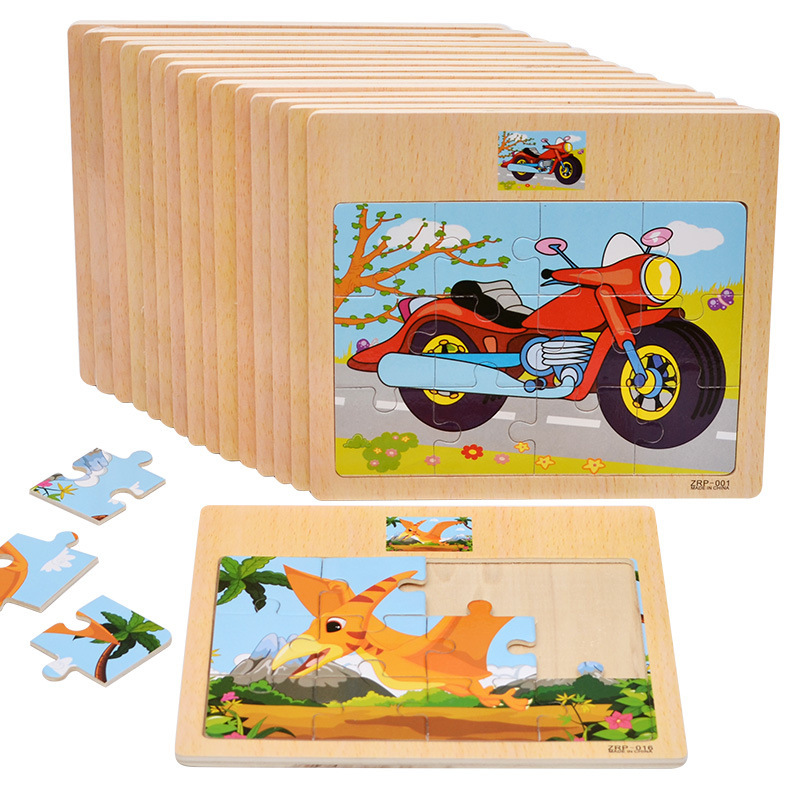 Wholesale Wooden 12-Piece Puzzle Puzzle Infant Children Early Childhood Educational Toys Animal Transportation Wooden Puzzle Toy