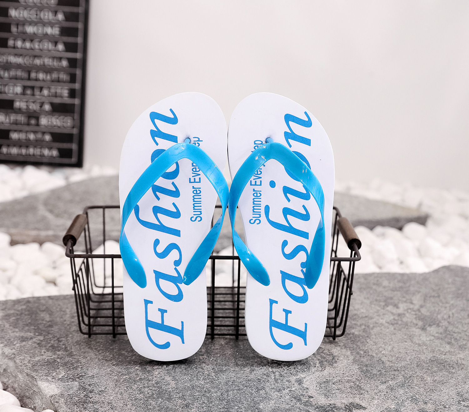 外贸镂空广告人字拖男定制eva酒店拖鞋定做logo 沙滩印字夹脚拖鞋