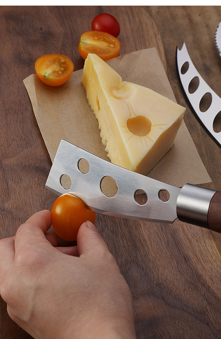 新款货源不锈钢芝士刀厨房用品牛油刀奶酪刀木纹柄牛扒刀切刀