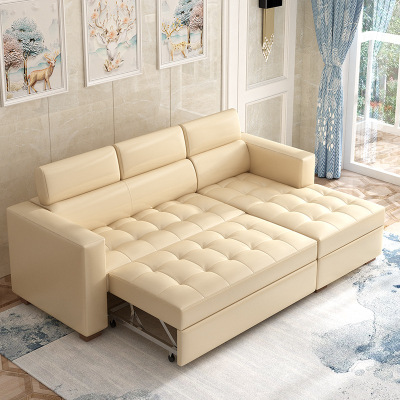 真皮沙发床高档小户型多功能储物沙发两用头层牛皮贵妃组合