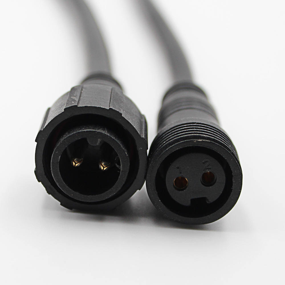 厂家直销 2pin 防水线 公头和母头ip68 汽车连接器 led户外连接线