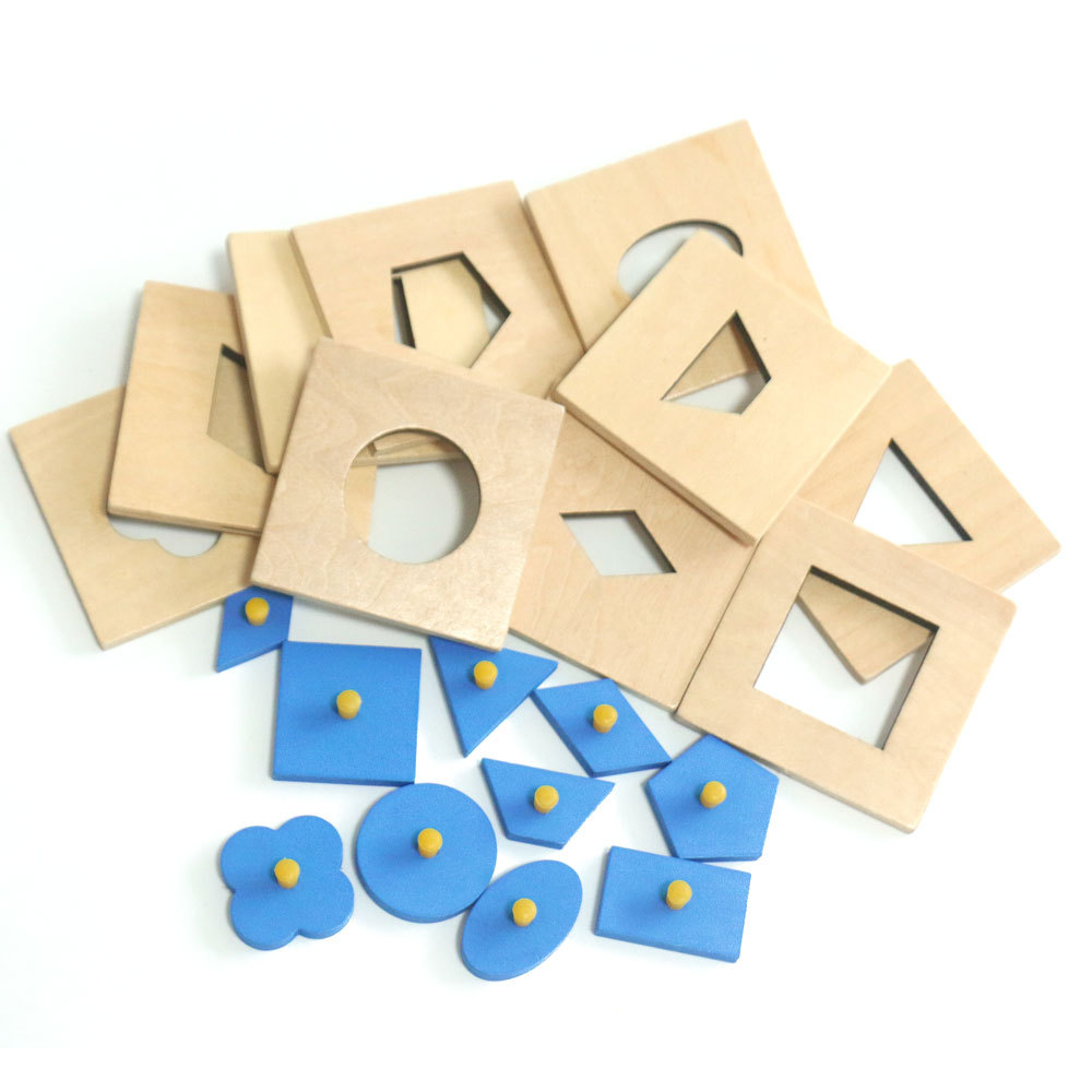 蒙氏教具感官教具幼儿园智力开发玩具铁制几何嵌板