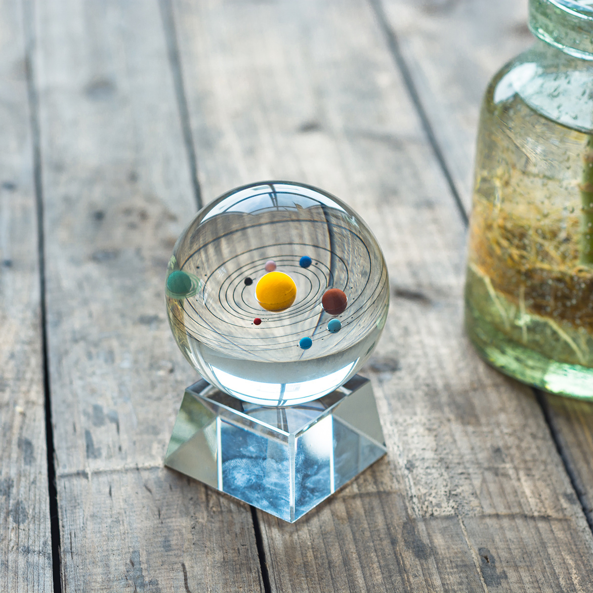 3d太阳系天体内雕太阳系80mm水晶球内雕水晶球生日圣诞礼物