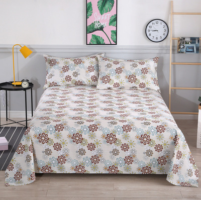 帆布床单被单三件套被套单人双人床单卡通花卉粗布床单被单批发