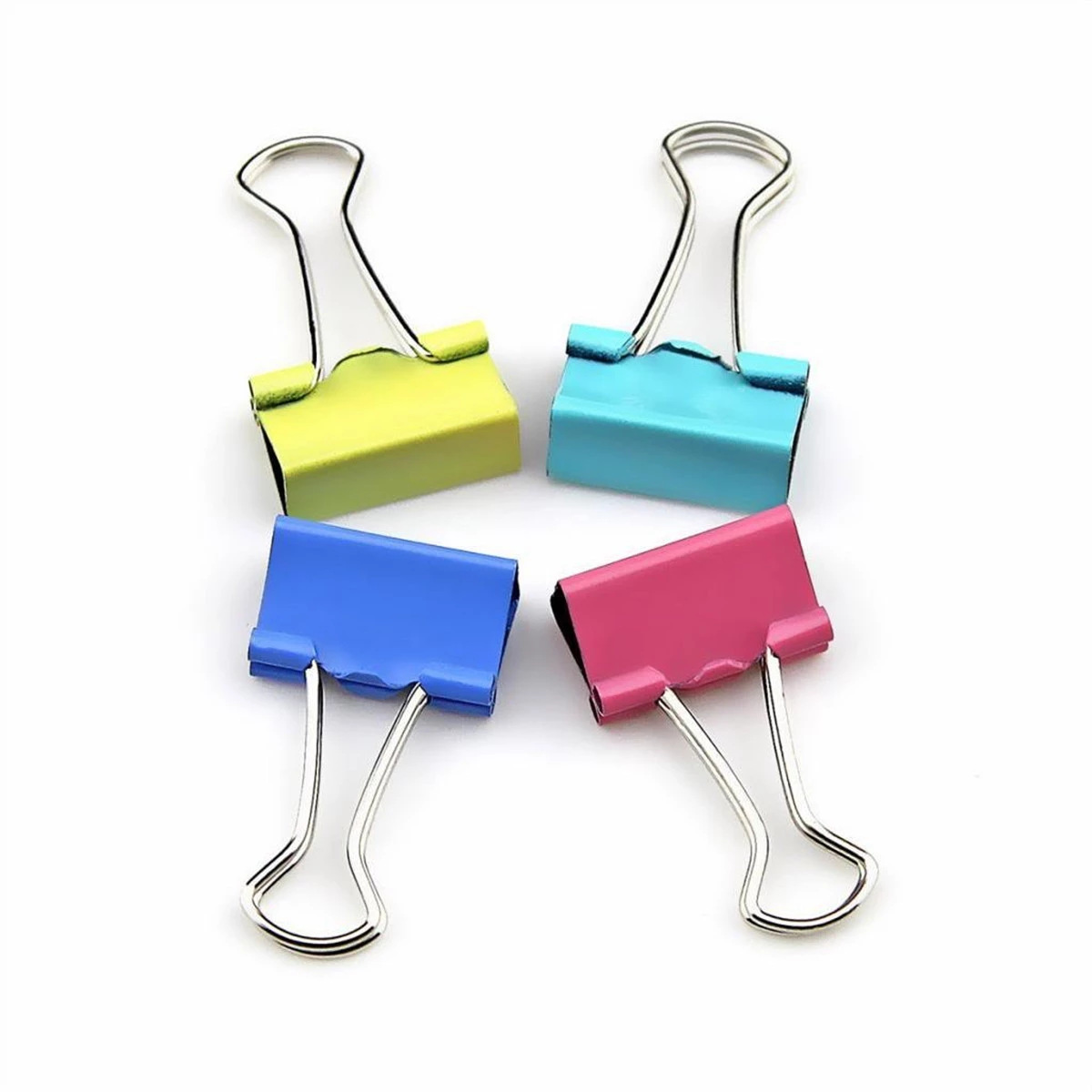 办公文具彩色长尾夹家用金属文件夹子炫彩不锈钢票据夹装订长尾夹