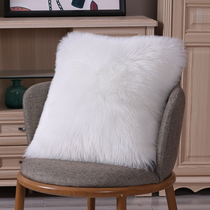 Amazon Hot White Wool-like Pillow Cover Plush Back Cushion Sofa Cushion Washable Pillowcase Manufacturer