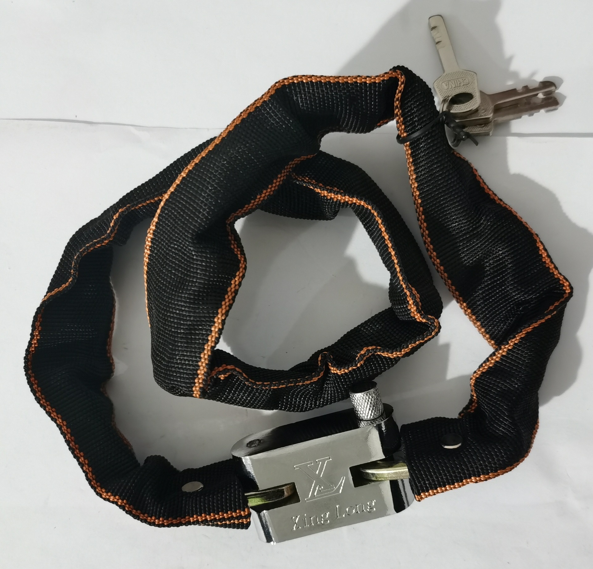 山地车锁自行车链条锁 包布防水链条锁 摩托车锁 方头链条锁通用