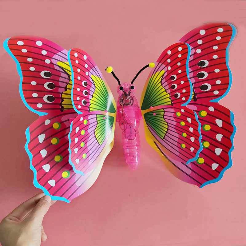 新款发光音乐蝴蝶电动闪光蝴蝶儿童玩具地摊货源发光蝴蝶夜市热卖