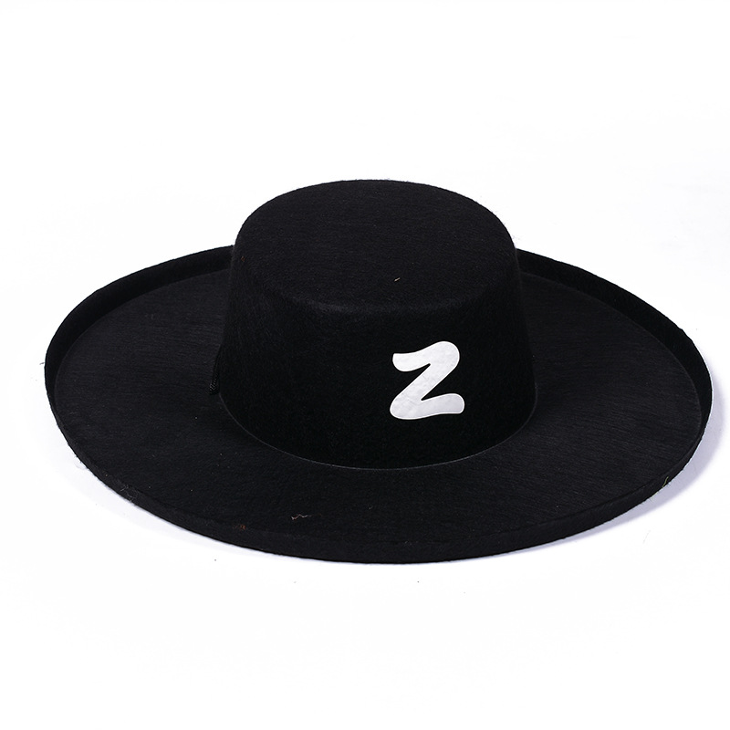 批发万圣节装饰道具佐罗帽子 舞会演出角色扮演成人儿童佐罗帽