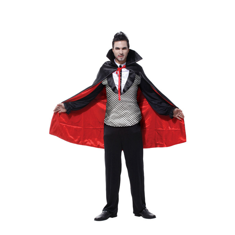 万圣节服装成人男cosplay吸血鬼伯爵衣服黑红披风吸血男爵表演服