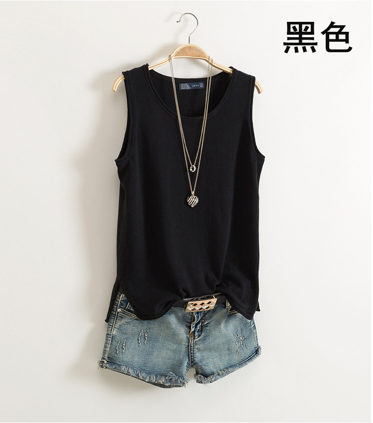 Large Size Cotton Camisole Women's Summer New I-Shaped Sleeveless Knitted Bottoming Shirt Short Outer Wear Loose Top