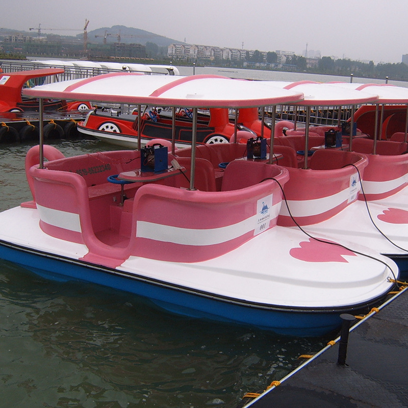 水上游玩公园电动船fh四人咖啡杯脚踏船玻璃钢观光游乐电动船
