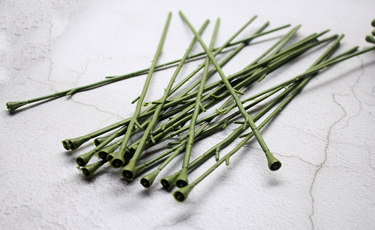 仿真玫瑰杆子 假花杆子 牡丹杆子 单只小孔杆子 塑料花杆纸花杆