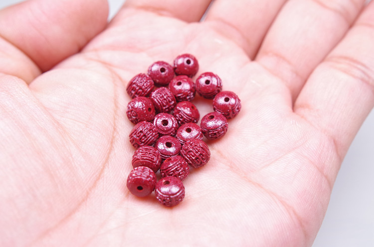 天然朱砂紫金砂帝王砂小回纹珠圆珠挂件吊坠背云散珠佛头手链配件