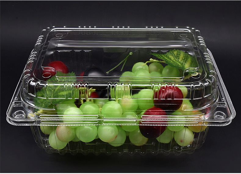 鲜果乐750m长方形塑料水果包装盒 食品保鲜一次性透明果蔬盒pet