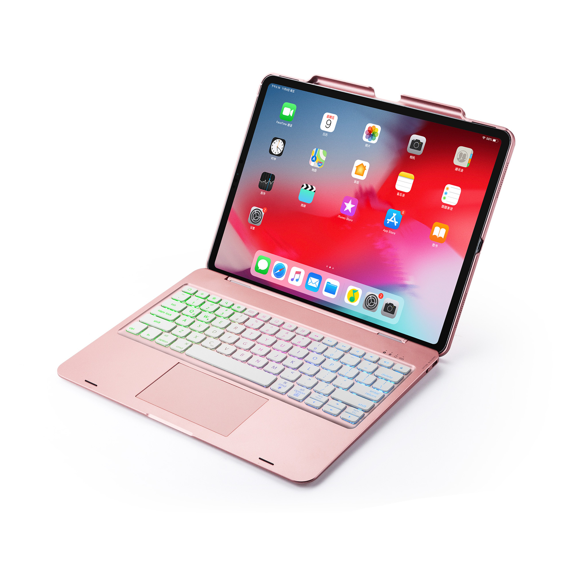 适用于ipad pro12.9蓝牙键盘笔记本翻盖式无线键盘保护壳带背光