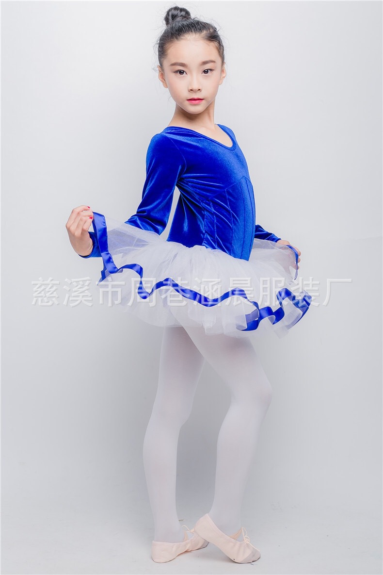 舞蹈服儿童女加绒加厚练功长袖女孩形体连体服秋冬女童中国舞服装