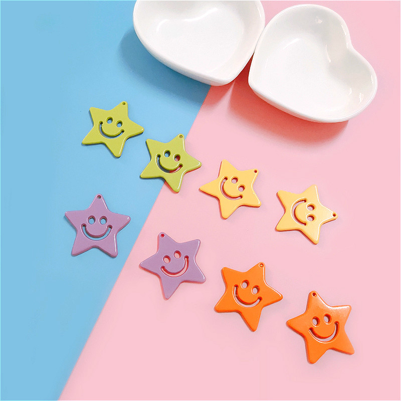 五角星笑脸发夹装饰亚克力新品配件耳环diy韩版手工制作饰品材料