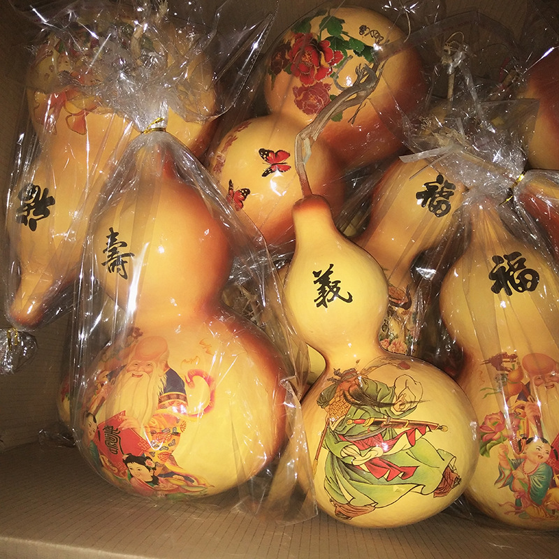 批发天然彩绘贴画葫芦工艺品 亚腰葫芦 吉祥图酒葫芦挂件