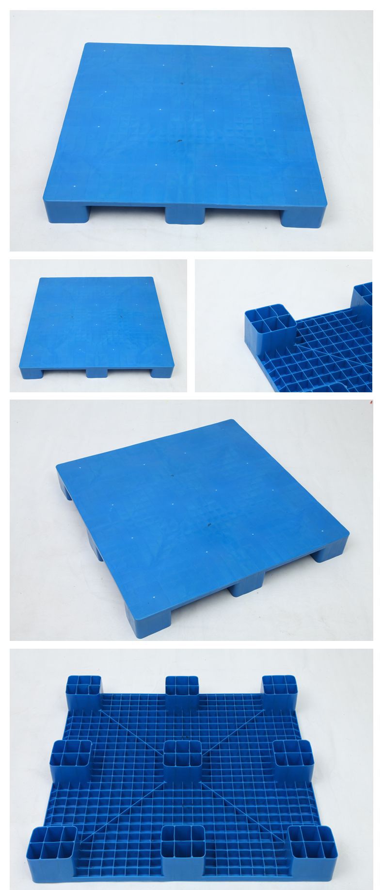 蓝色塑料托盘1111九脚平面托盘1100*1100*150塑料垫板液压车托盘