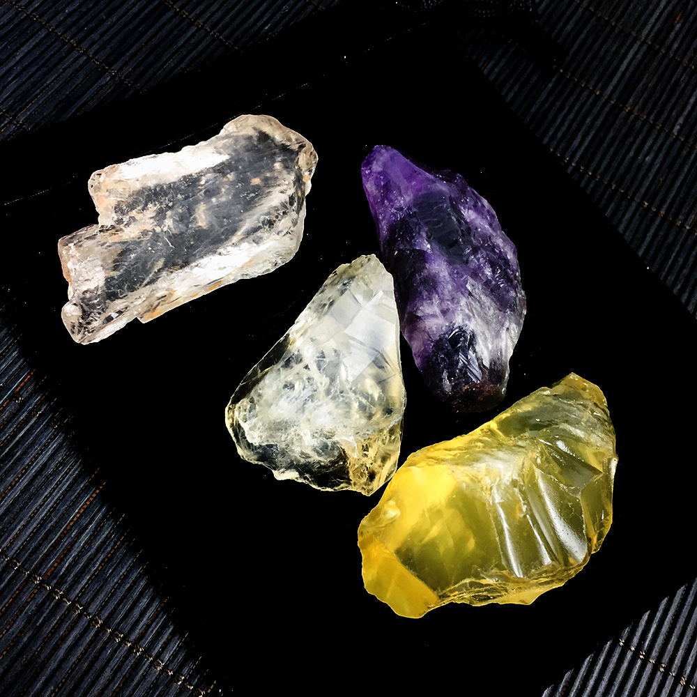 欧美天然水晶消磁治愈能量水晶四件套瑜伽冥想疗愈石原石水晶摆件