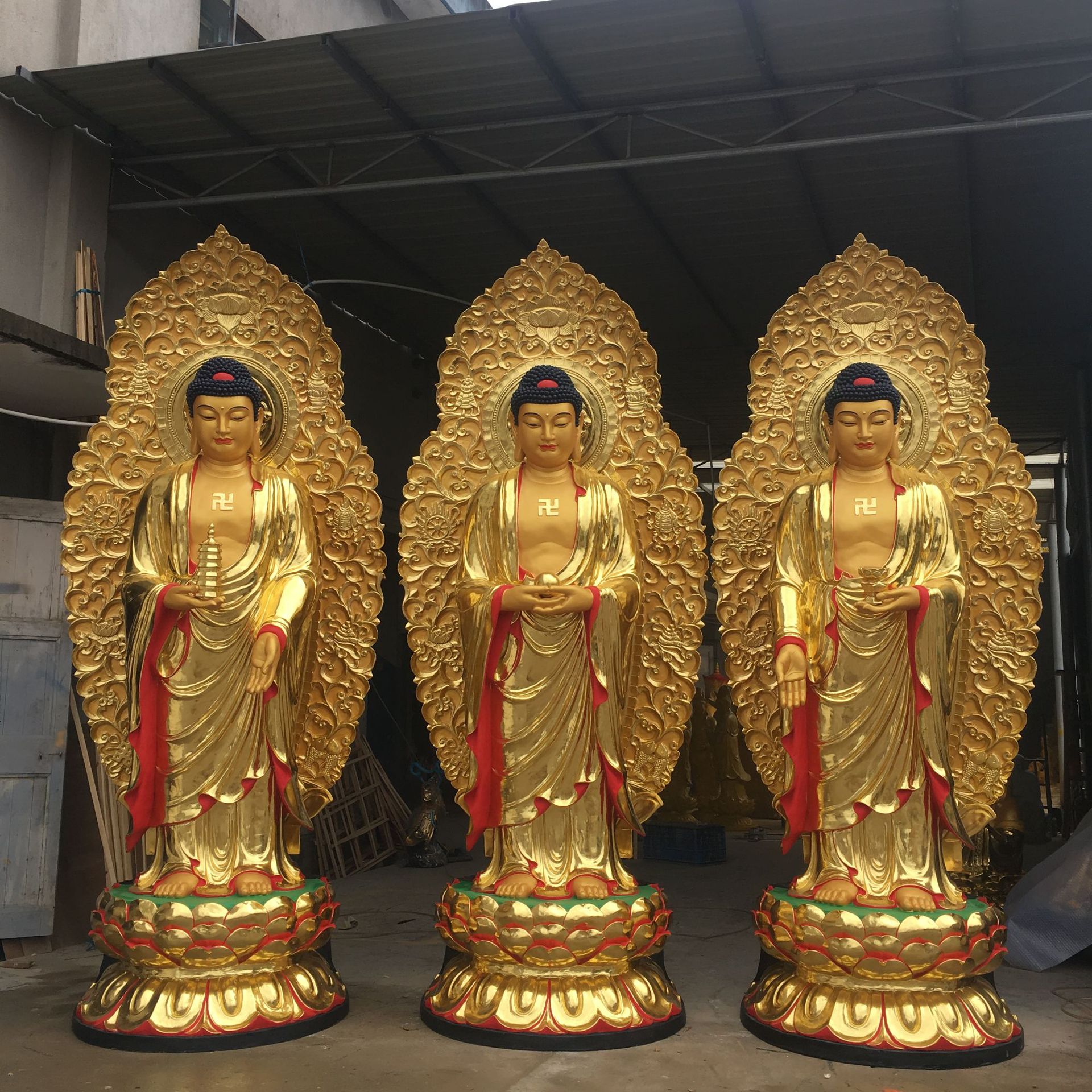 树脂佛像寺庙工艺品28m三宝佛三世佛释迦牟尼佛药师佛阿弥陀佛