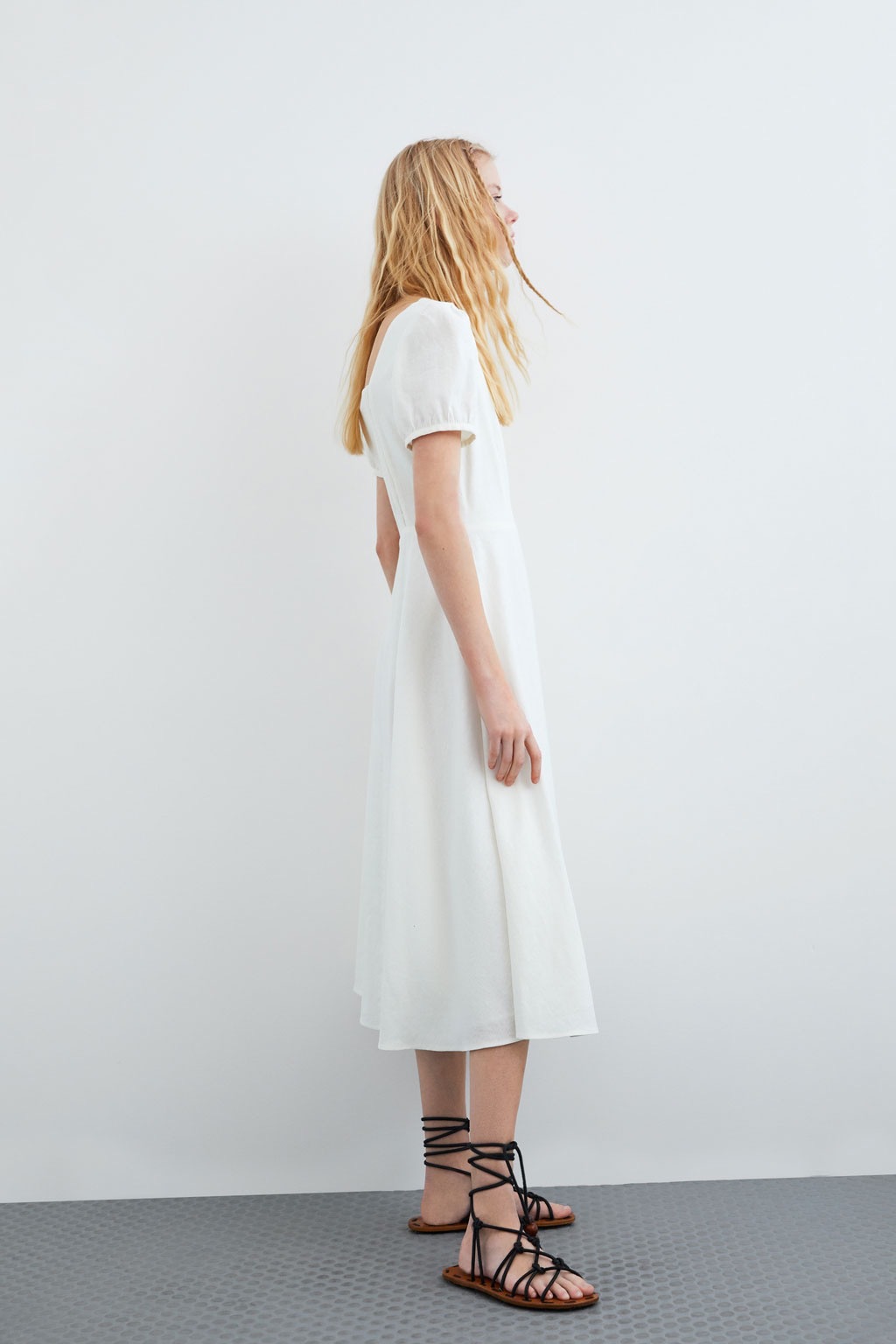 2019春跨境女装蓬蓬袖短袖连衣裙