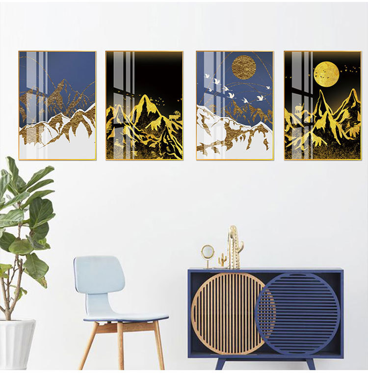 龙匠饰家代理加盟装饰画月夜山河铝合金挂画轻奢抽象书房晶瓷画