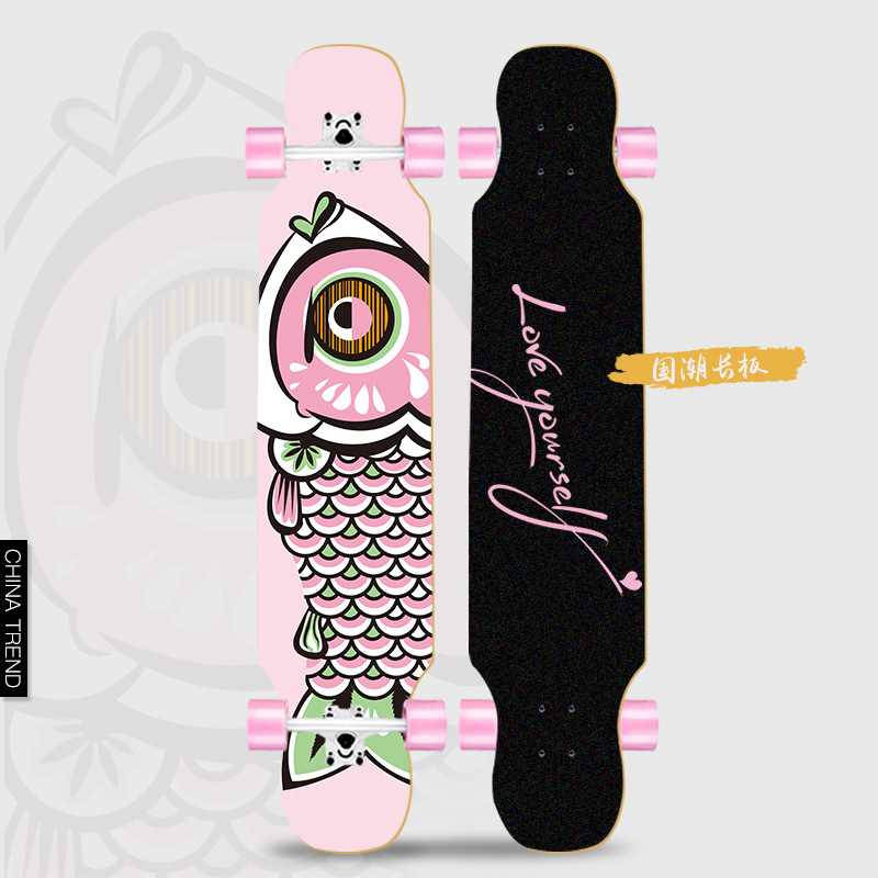国潮风滑板长板初学者男女生双翘专业入门四轮滑板车批发一件代发