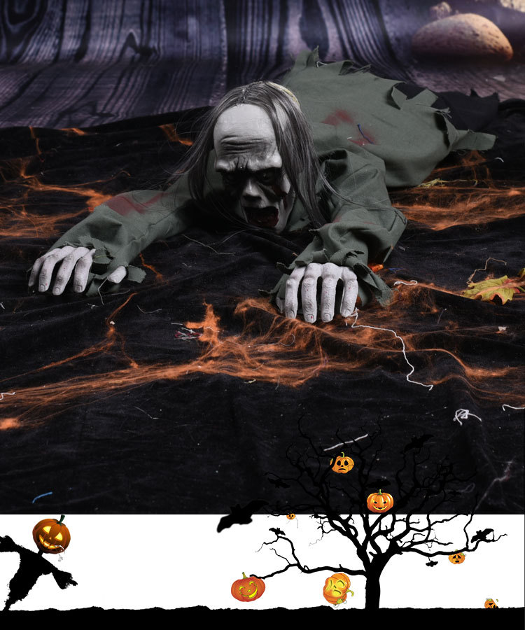 长发爬鬼万圣节会爬电动鬼节鬼屋密室逃脱恐怖爬行鬼整蛊道具批发